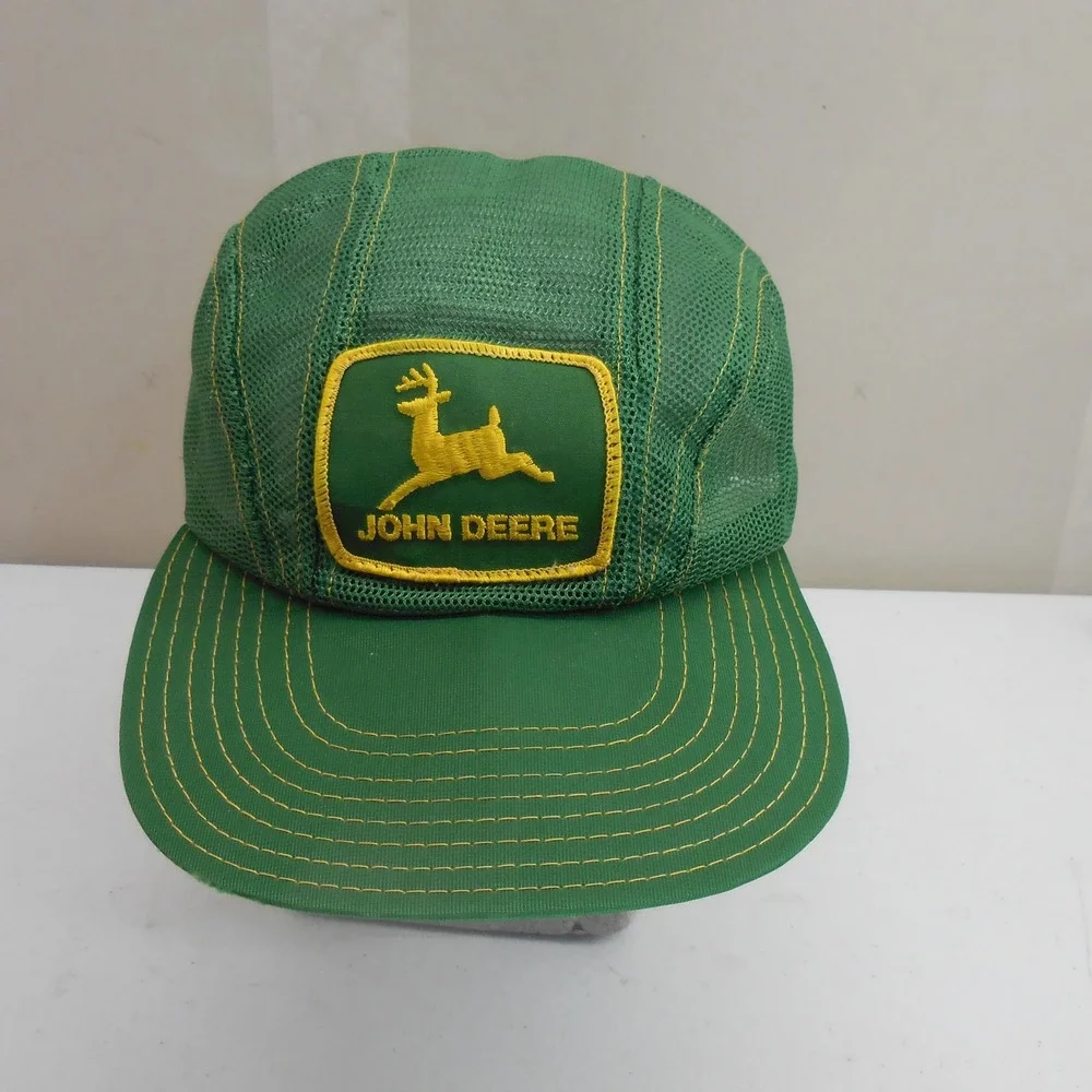 Vintage John Deere Mesh Trucker Hat Green Snapback Louisville Mfg Co Logo Cap